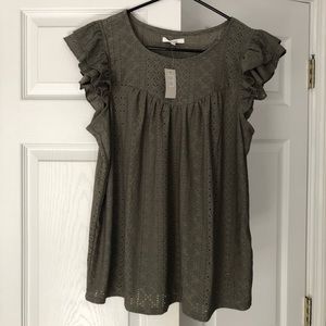 Maurices Women’s Flutter Sleeve Eyelet Babydoll Top